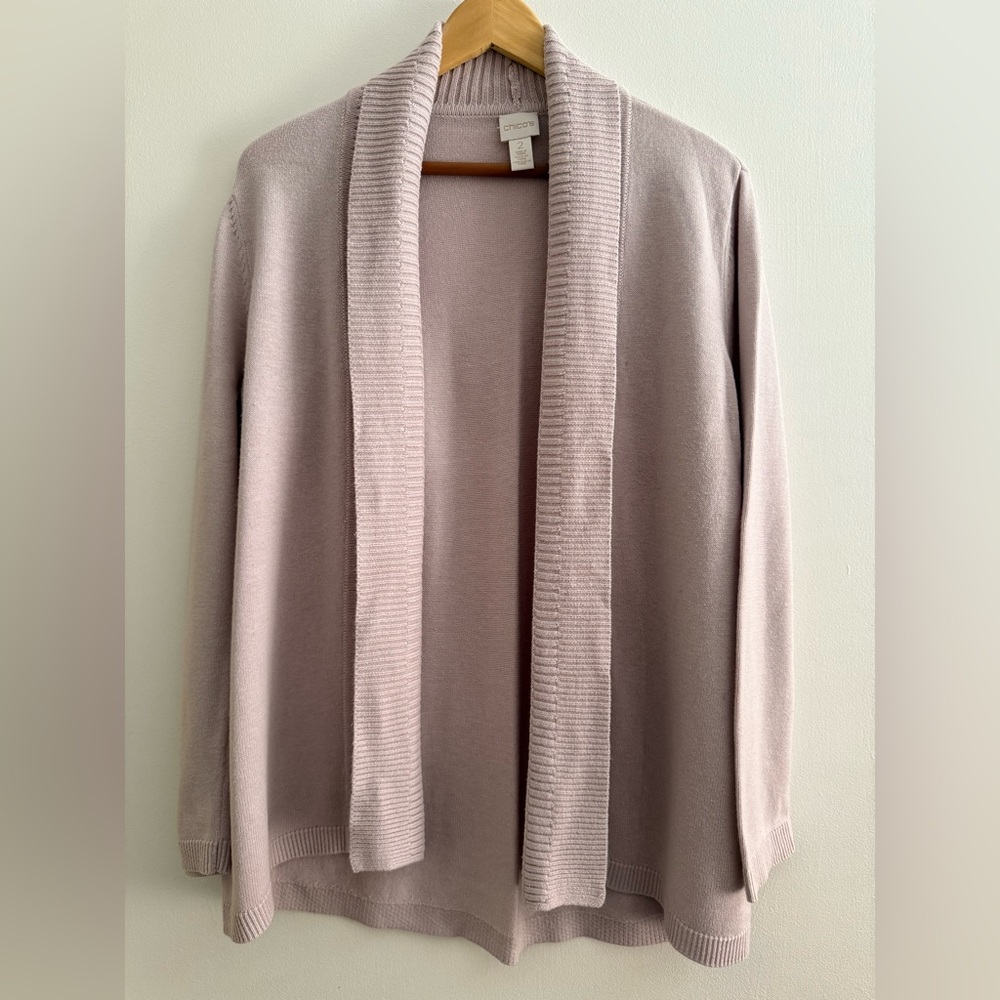 Chico's Women's open front Cardigan in Light pink.